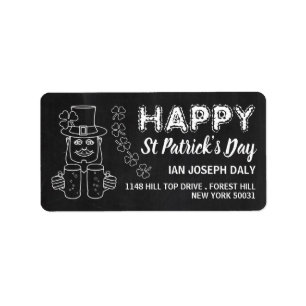 Chalkboard Leprechaun, St Patrick's Day Label