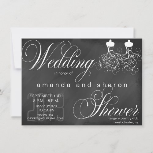 Chalkboard Lesbian Wedding Shower Invitation