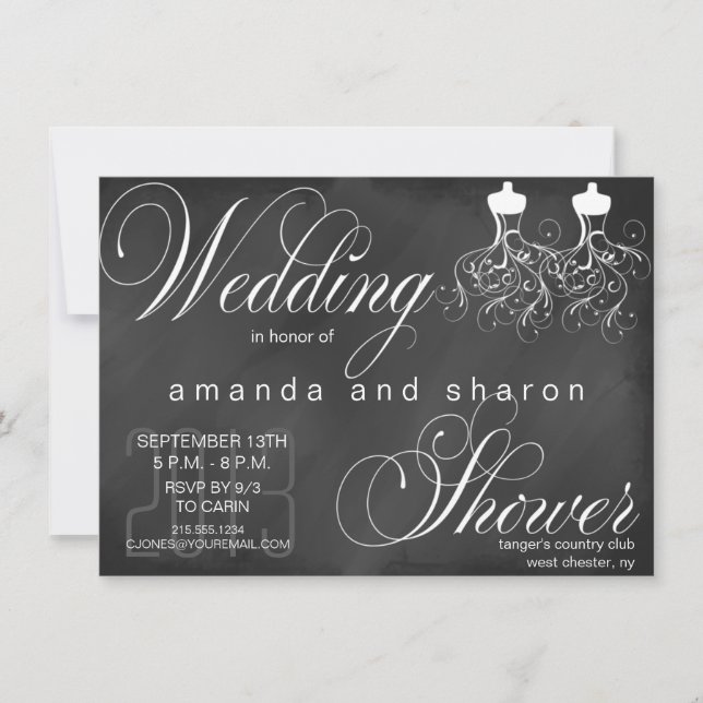 Chalkboard Lesbian Wedding Shower Invitation (Front)