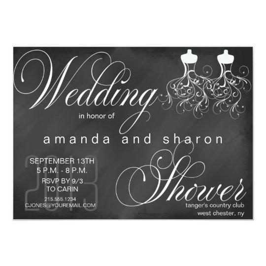 Chalkboard Lesbian Wedding Shower Invitation