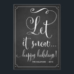 Chalkboard Let It Snow Typography Holiday Card<br><div class="desc">Rustic Chalkboard Let It Snow Holiday Flat Card 
 Customizable holiday/ Christmas card to give your family and friends featuring whimsical script. This flat holiday card will be perfect for couples and newly weds. This is available in variety of colors.</div>