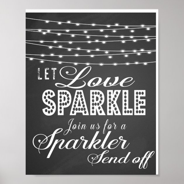 Chalkboard Let Love Sparkle Wedding Print