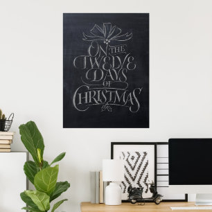 Chalkboard Lettering '12 Days of Christmas' Modern Poster