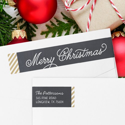 Chalkboard Lettering Christmas Return Address Wrap Around Label