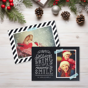Chalkboard Lettering Festive Family Photo Holiday Card