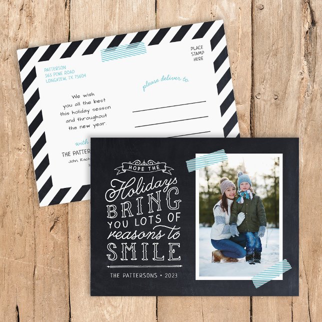 Chalkboard Lettering Holiday Photo Card (Creator Uploaded)