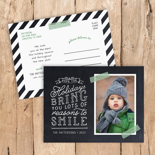 Chalkboard Lettering Holiday Photo Card