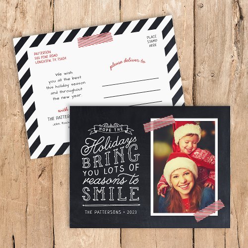 Chalkboard Lettering Holiday Photo Card