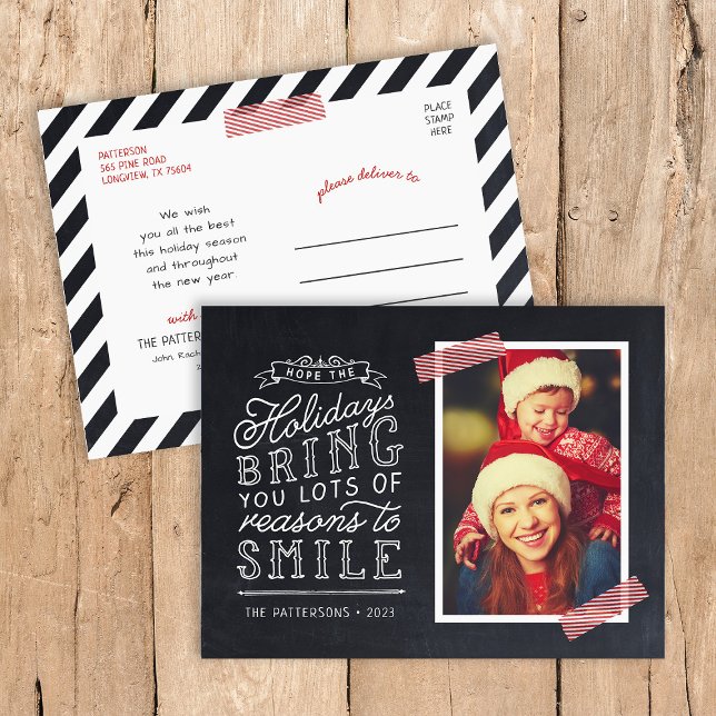 Chalkboard Lettering Holiday Photo Card (Creator Uploaded)