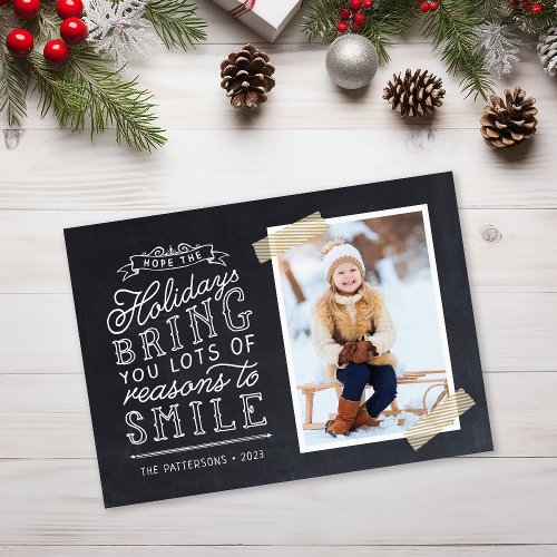 Chalkboard Lettering Holiday Photo Card