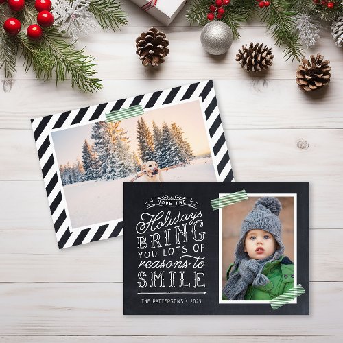 Chalkboard Lettering Holiday Photo Card