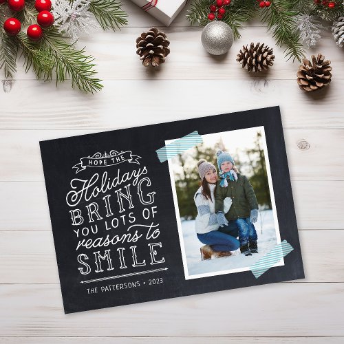 Chalkboard Lettering Holiday Photo Card