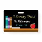 Chalkboard library plastic badge hall pass