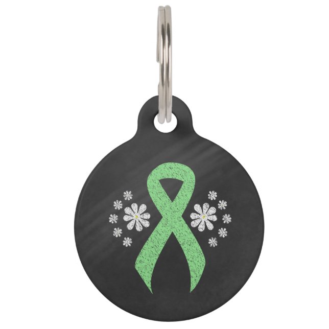 Chalkboard Light Green Ribbon Pet ID Tag (Front)