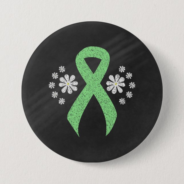 Chalkboard Light Green Ribbon Pinback Button (Front)