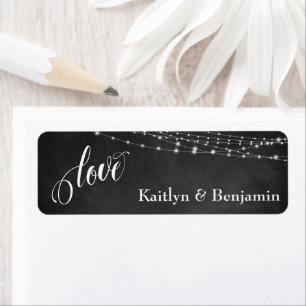 Chalkboard, Light Strings, Love Typography Label