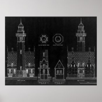 Chalkboard Lighthouse Plans Poster by OldArtReborn at Zazzle