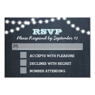 Chalkboard Lights Aqua Bat Mitzvah RSVP Card