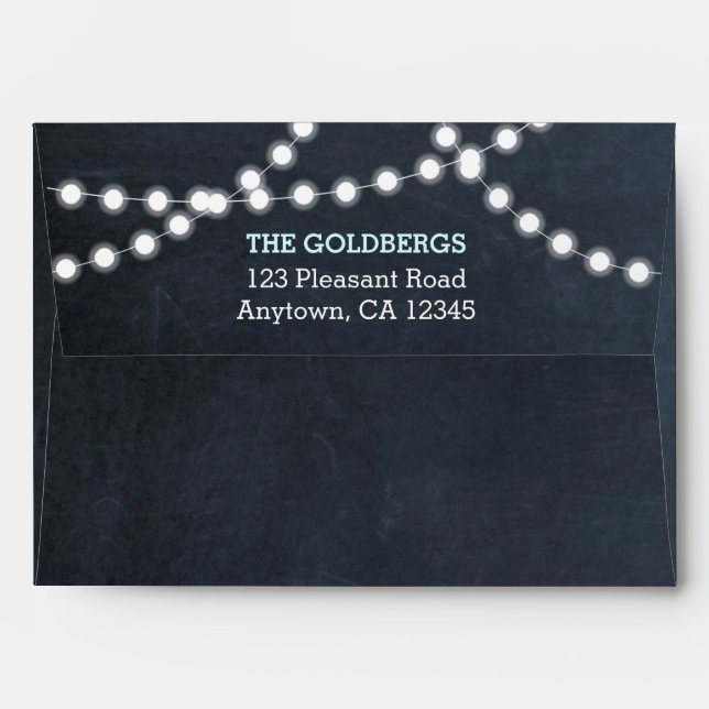 Chalkboard Lights Aqua Personalized Envelope (Back (Top Flap))