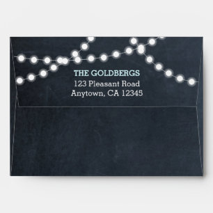 Chalkboard Lights Aqua Personalized Envelope
