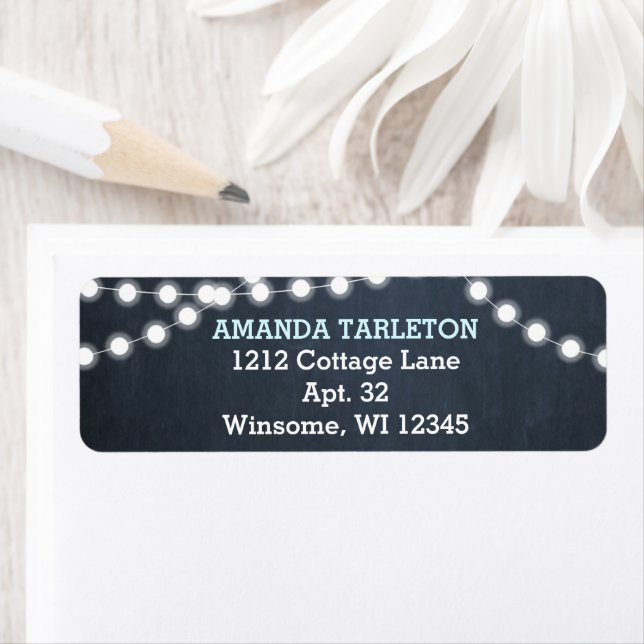 Chalkboard Lights Aqua Personalized Label (Insitu)
