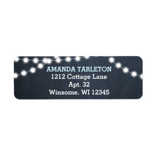 Chalkboard Lights Aqua Personalized Label