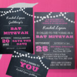 Chalkboard Lights Dark Pink Bat Mitzvah Invitation<br><div class="desc">These casual chic invitations are perfect for any Bat Mitzvah celebration. Each line of text is fully customizable to say just what you want!</div>