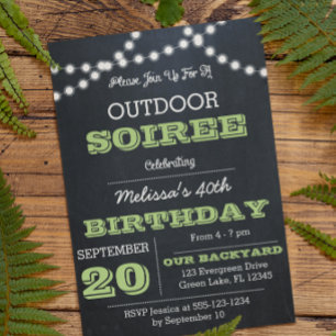 Chalkboard Lights Green All Occasion Invitation
