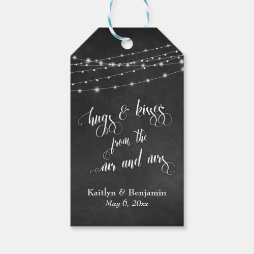 Chalkboard Lights Hugs  Kisses from Mr and Mrs Gift Tags