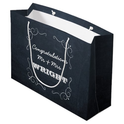 Chalkboard Lights Large Personalized Wedding Large Gift Bag