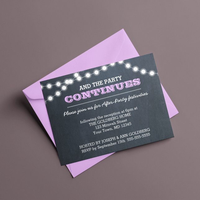 Chalkboard Lights Lilac After Party Invitation (Creator Uploaded)