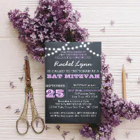 Stunning Purple Shimmer Bat Mitzvah Logo | Typeset In-House | Customizable | Matching Digital Invitation & Accessories | shops www.urevite.com