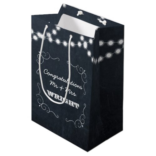Chalkboard Lights Personalized Wedding Medium Gift Bag