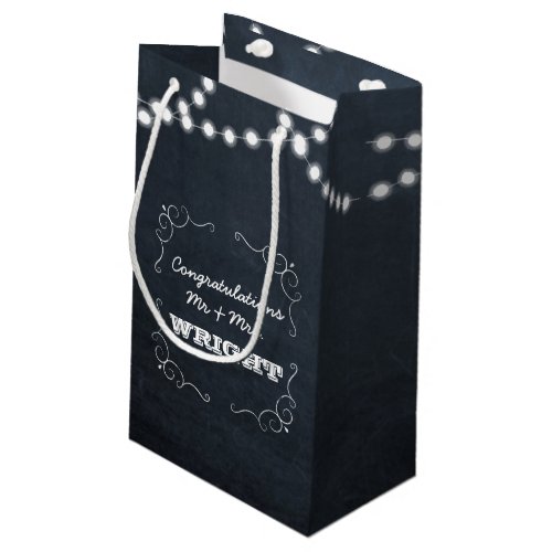 Chalkboard Lights Personalized Wedding Small Gift Bag