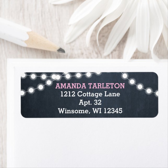 Chalkboard Lights Pink Personalized Label (Insitu)