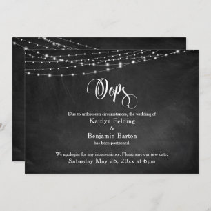 Chalkboard & Lights Postponed Wedding Humor "Oops" Invitation