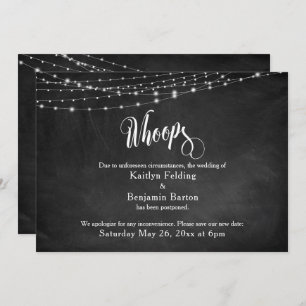 Chalkboard & Lights Postponed Wedding "Whoops" Invitation