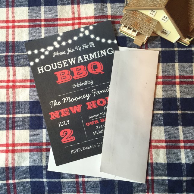 Chalkboard Lights Red Housewarming Invitations (Creator Uploaded)