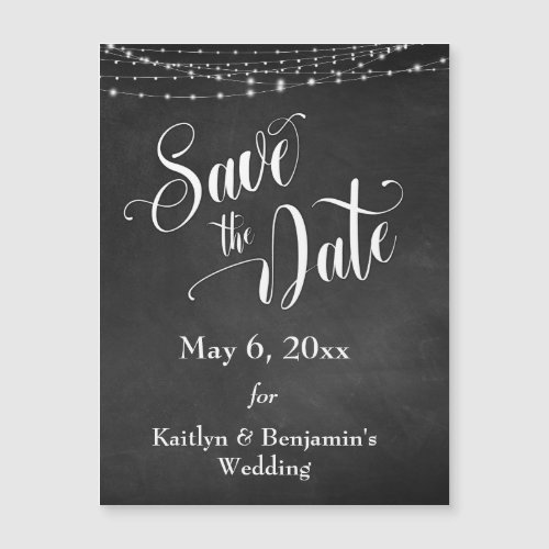 Chalkboard  Lights Save the Date Magnetic Card