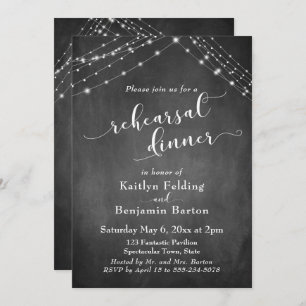 Chalkboard Lights Script Wedding Rehearsal Dinner Invitation