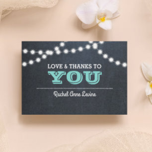 Chalkboard Lights Teal Bat Mitzvah Thank You Note Card