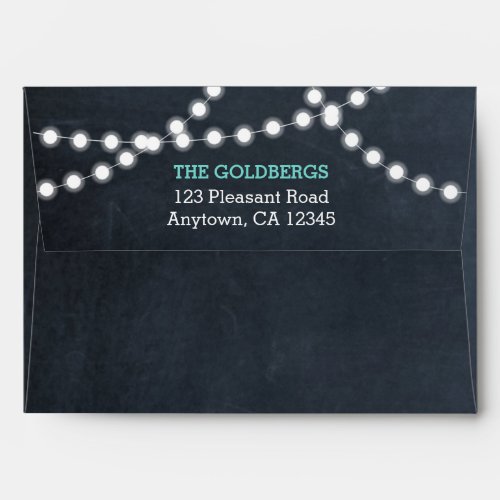 Chalkboard Lights Teal Personalized Envelope