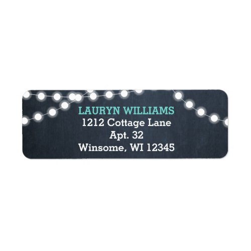 Chalkboard Lights Teal Personalized Label