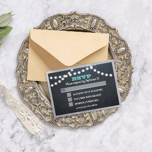 Chalkboard Lights Teal Silver Border Entree RSVP