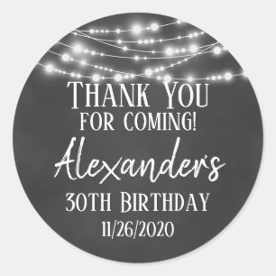Chalkboard Lights Thank You Birthday Favor Tags