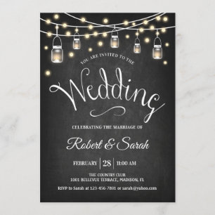 Chalkboard & Lights Wedding Invitation