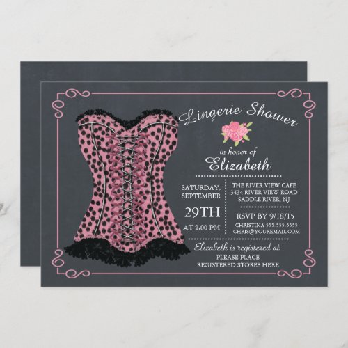 Chalkboard Lingerie Bridal Shower Invitation