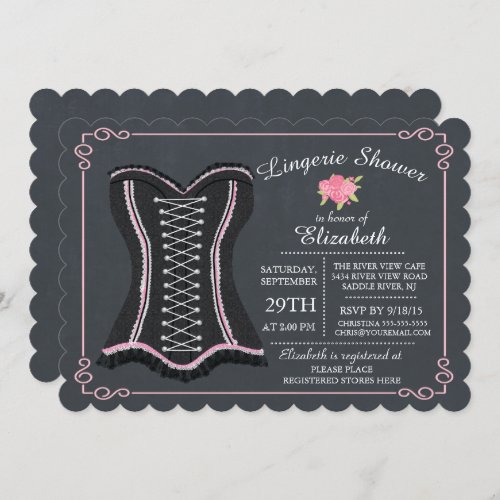 Chalkboard Lingerie Bridal Shower Invitation