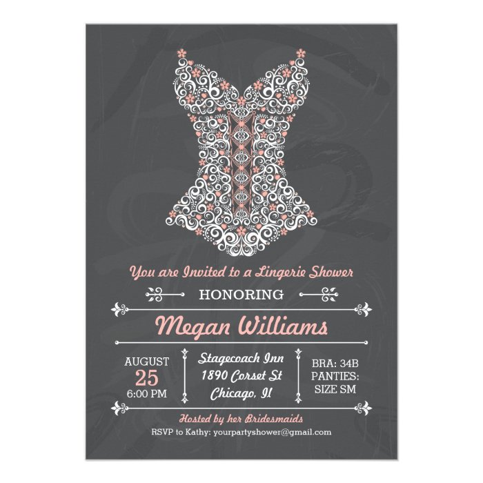 Chalkboard Lingerie Party Invitation Personalized Invite