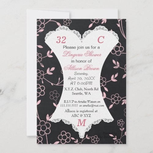 Chalkboard Lingerie Shower Bachelorette Invitation